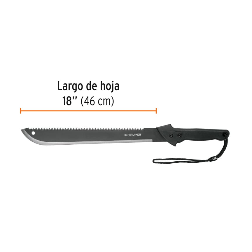 MACHETE DOBLE FILO 18'' CACHA BIMATERIAL, CON FUNDA, TRUPER 13098 *