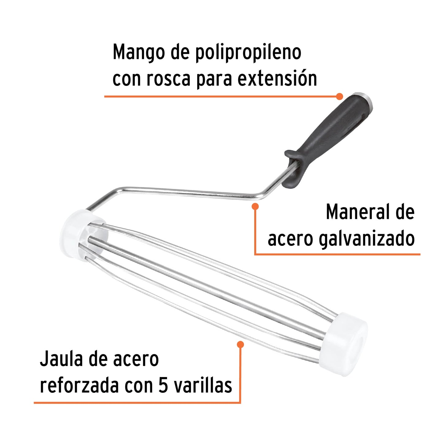 MANERAL DE 9'' CON JAULA PARA RODILLO, TRUPER 19255 P