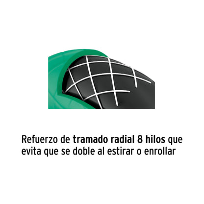 MANGUERA VERDE 1/2'' 2 CAPAS 10M CONEXIONES PLÁSTICAS 10MTS PRETUL 22130 *