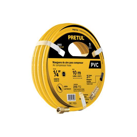 MANGUERA PARA COMPRESOR, DE PVC, 10M X 1/4", PRETUL 20663 *