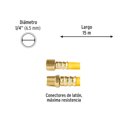 MANGUERA PARA COMPRESOR, DE PVC, 15M X 1/4", PRETUL 20664 *