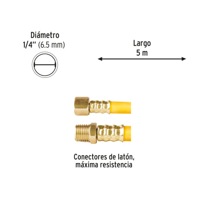 MANGUERA PARA COMPRESOR, DE PVC, 5M X 1/4", PRETUL 20662 *