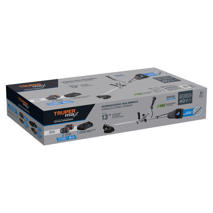 DESBROZADORA INALÁMBRICA 13'', 40V, SIN CARBONES, TRUPER MAX 102338 N