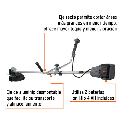 DESBROZADORA INALÁMBRICA 13'', 40V, SIN CARBONES, TRUPER MAX 102338 N