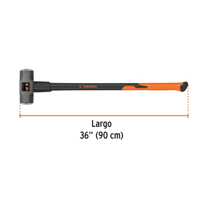 MARRO OCTAGONAL 12 LB, MANGO FIBRA DE VIDRIO 36'' TRUPER 16542 P