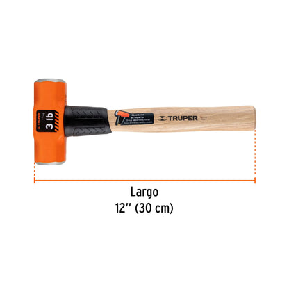MARRO OCTAGONAL 3 LB, MANGO DE MADERA 12", TRUPER 16507 *