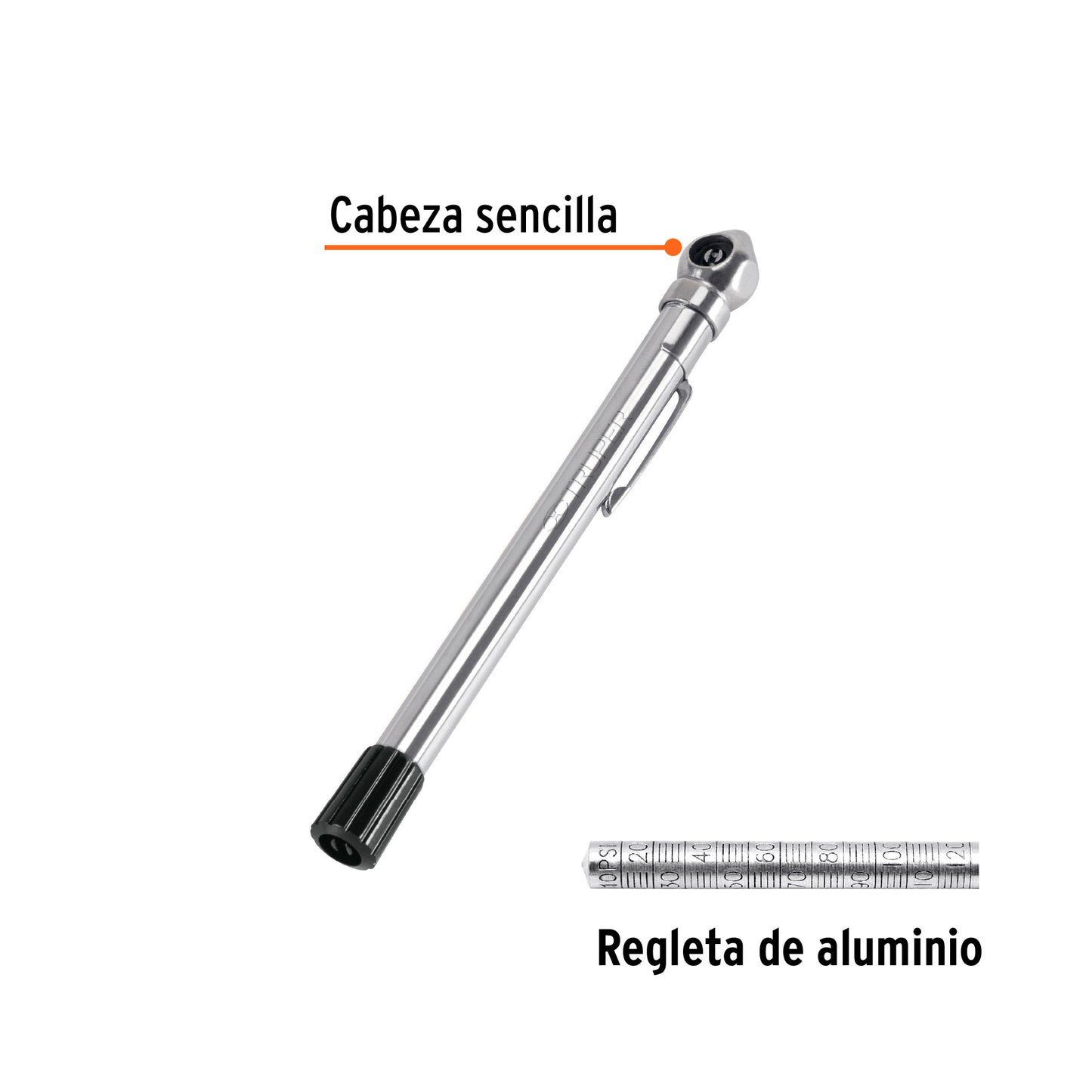 CALIBRADOR DE PRESIÓN 120 PSI CABEZA SENCILLA, TRUPER 19096 *