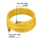MANGUERA PARA GAS, PVC AMARILLA, 3/8"FLARE, 4 M, FOSET 45013 *
