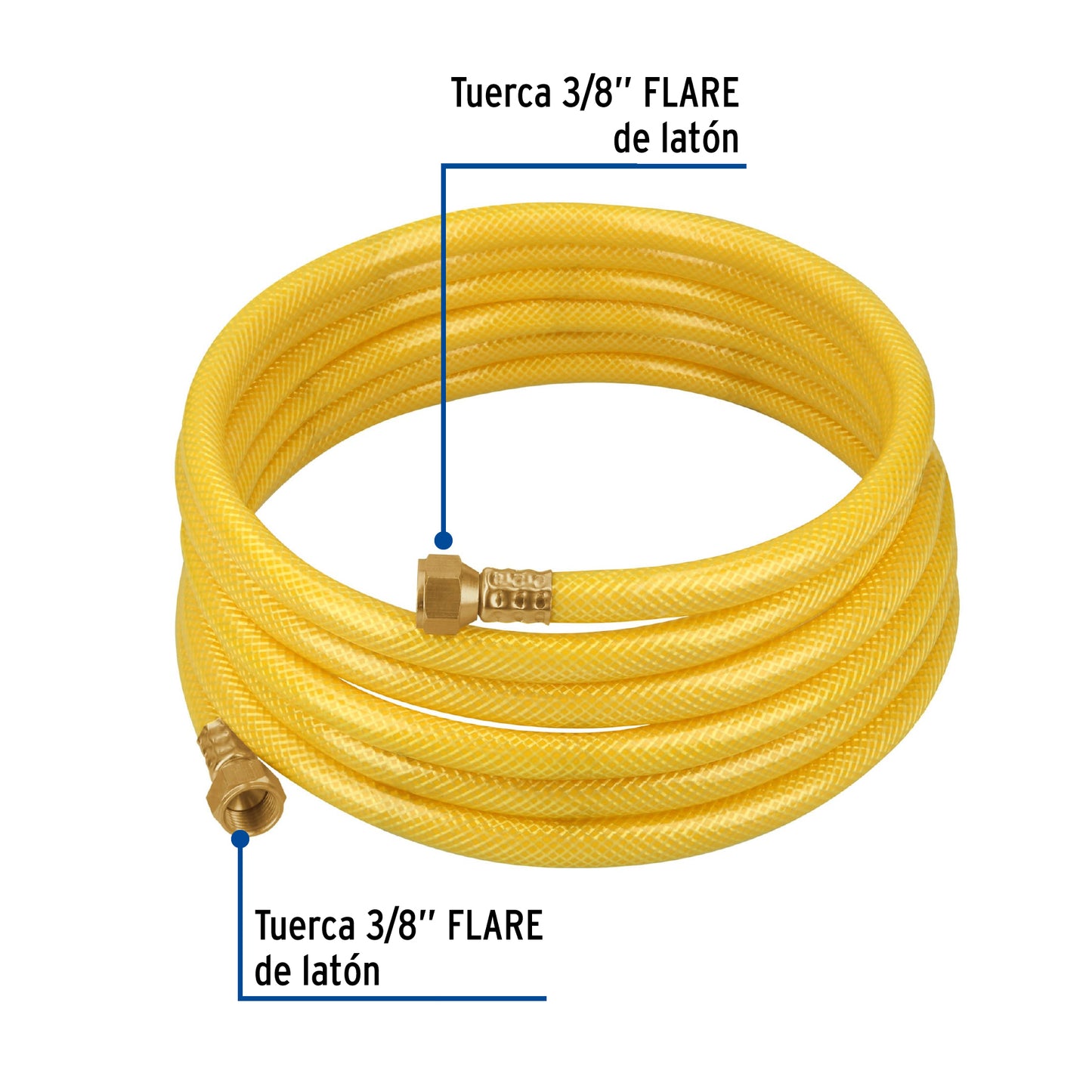 MANGUERA PARA GAS, PVC AMARILLA, 3/8"FLARE, 4 M, FOSET 45013 *