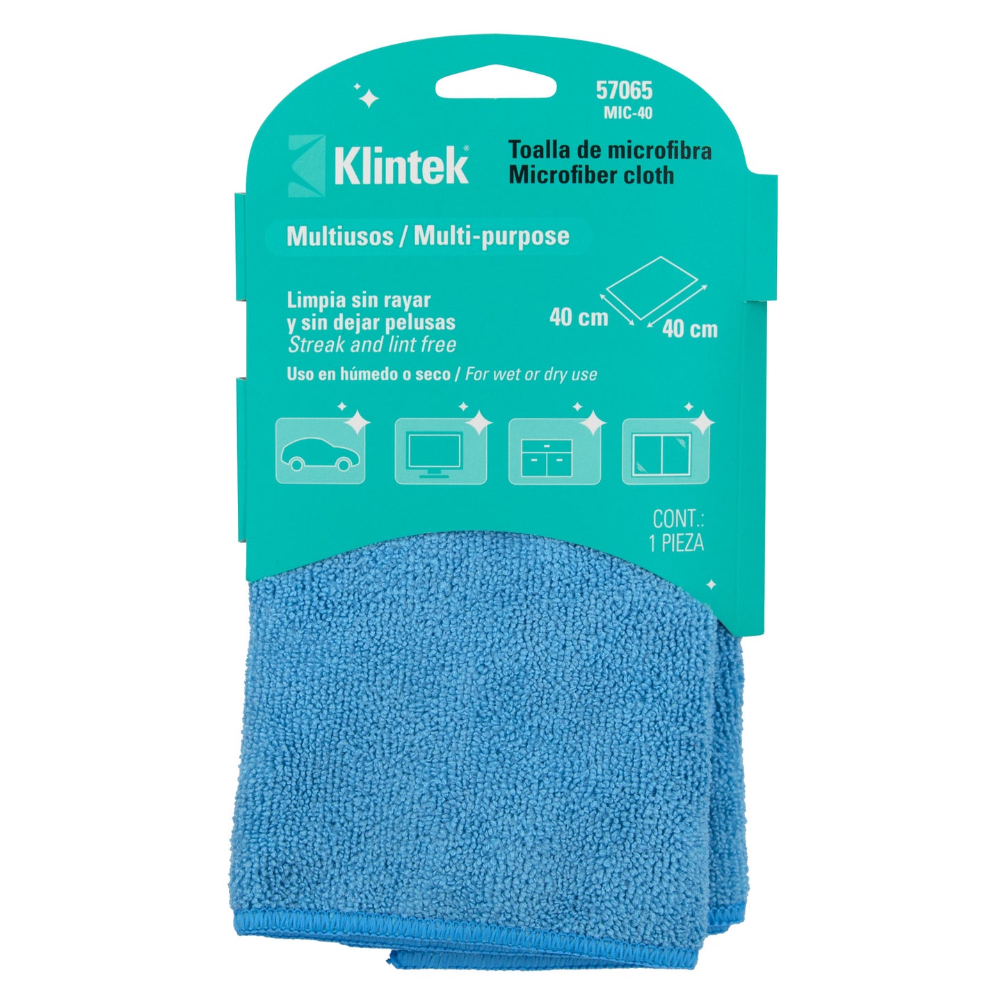 TOALLA DE MICROFIBRA DE 40 X 40 CM, KLINTEK 57065 *