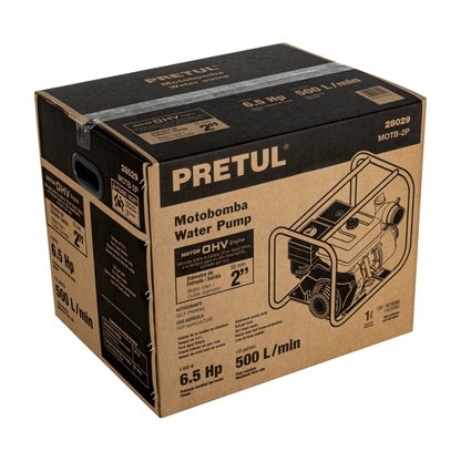 MOTOBOMBA AUTOCEBANTE 2"X2", GAS. 6-1/2HP, AGRÍCOLA, PRETUL  28029 P