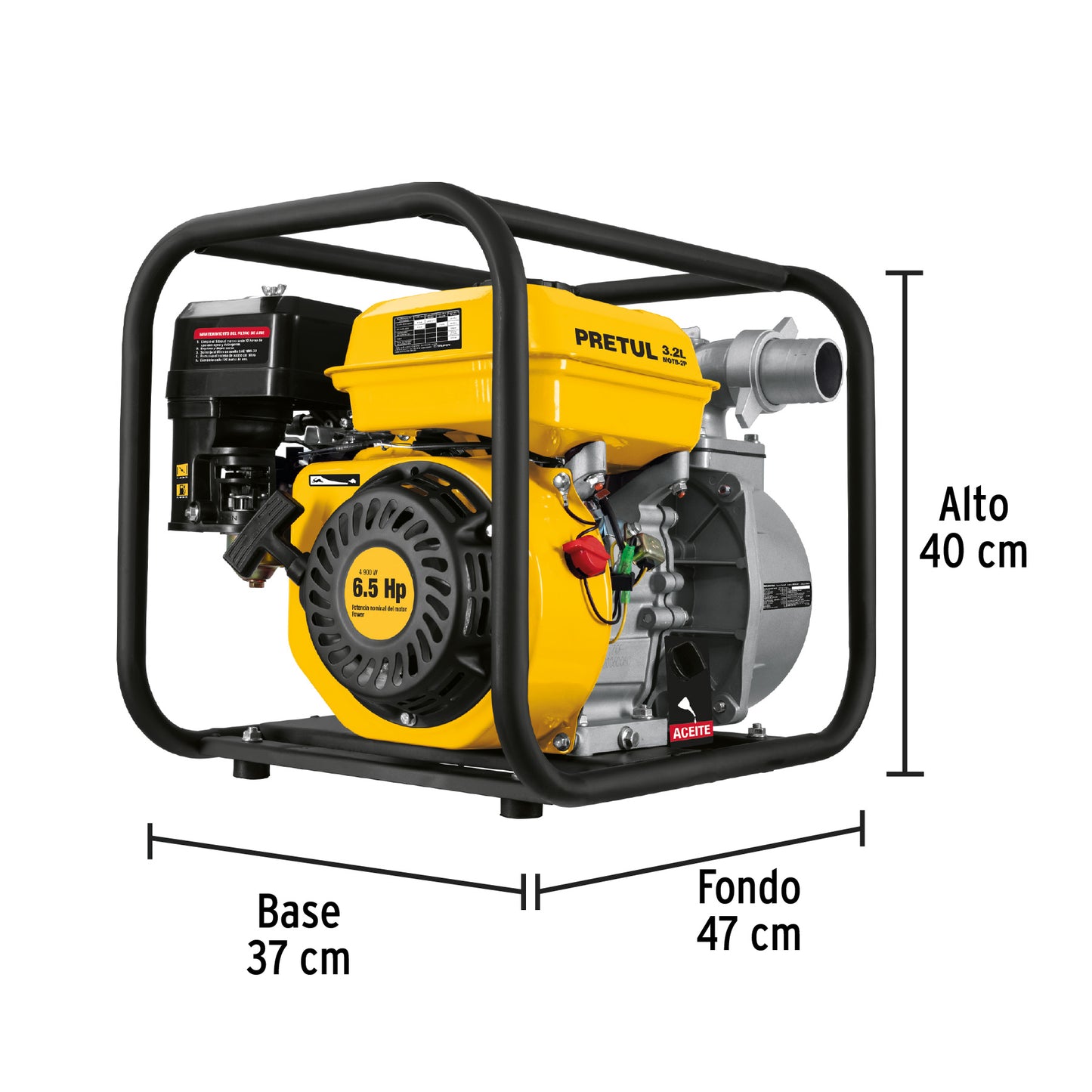 MOTOBOMBA AUTOCEBANTE 2"X2", GAS. 6-1/2HP, AGRÍCOLA, PRETUL  28029 P