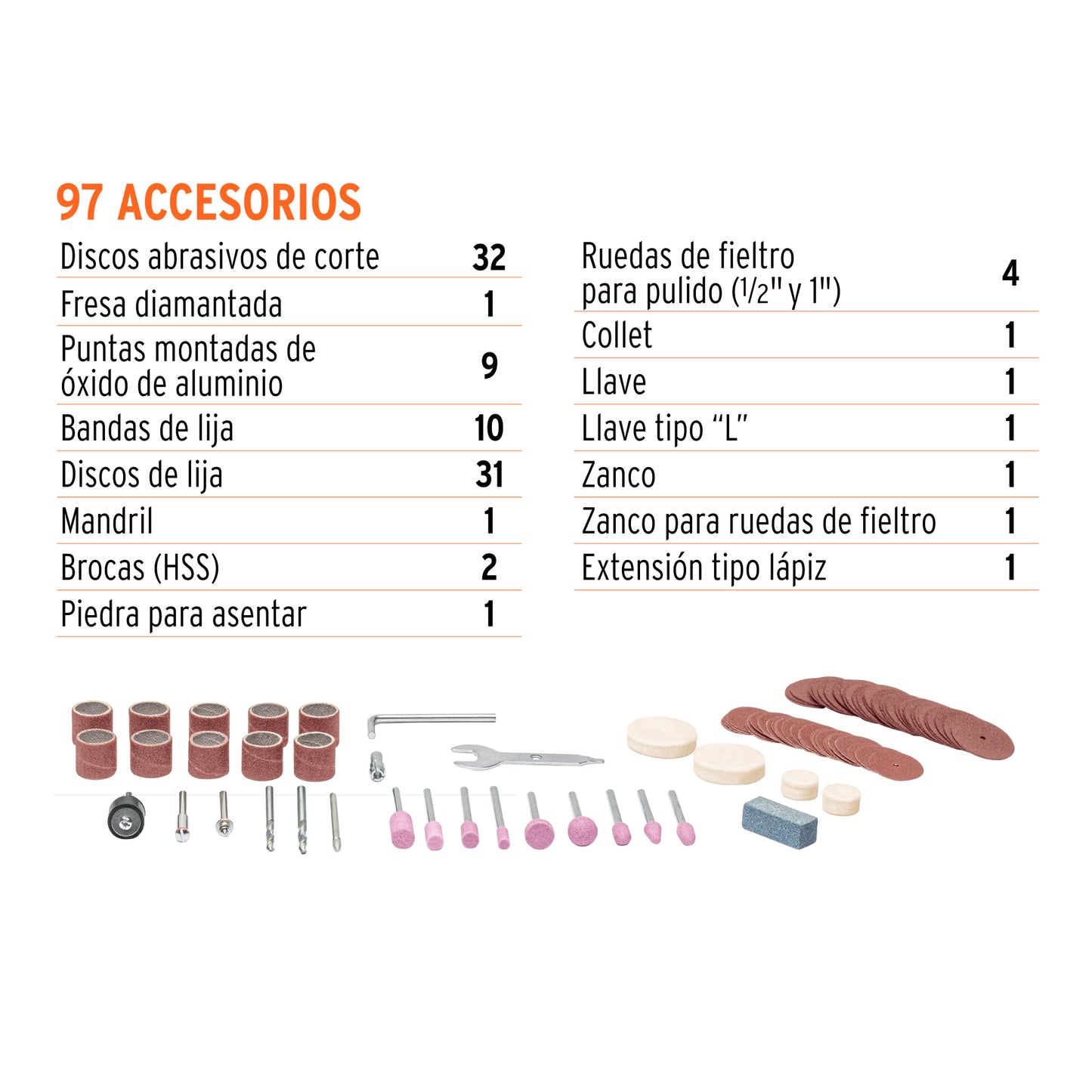 HERRAMIENTA ROTATIVA 135W CON 97 ACCESORIOS, TRUPER PRO 103580 *