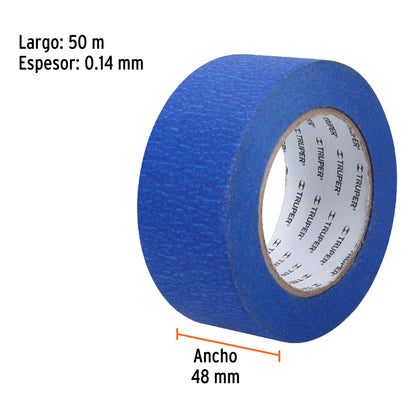 CINTA MASKING TAPE AZUL DE 2' X 50 M PARA PINTOR, TRUPER 12624 *
