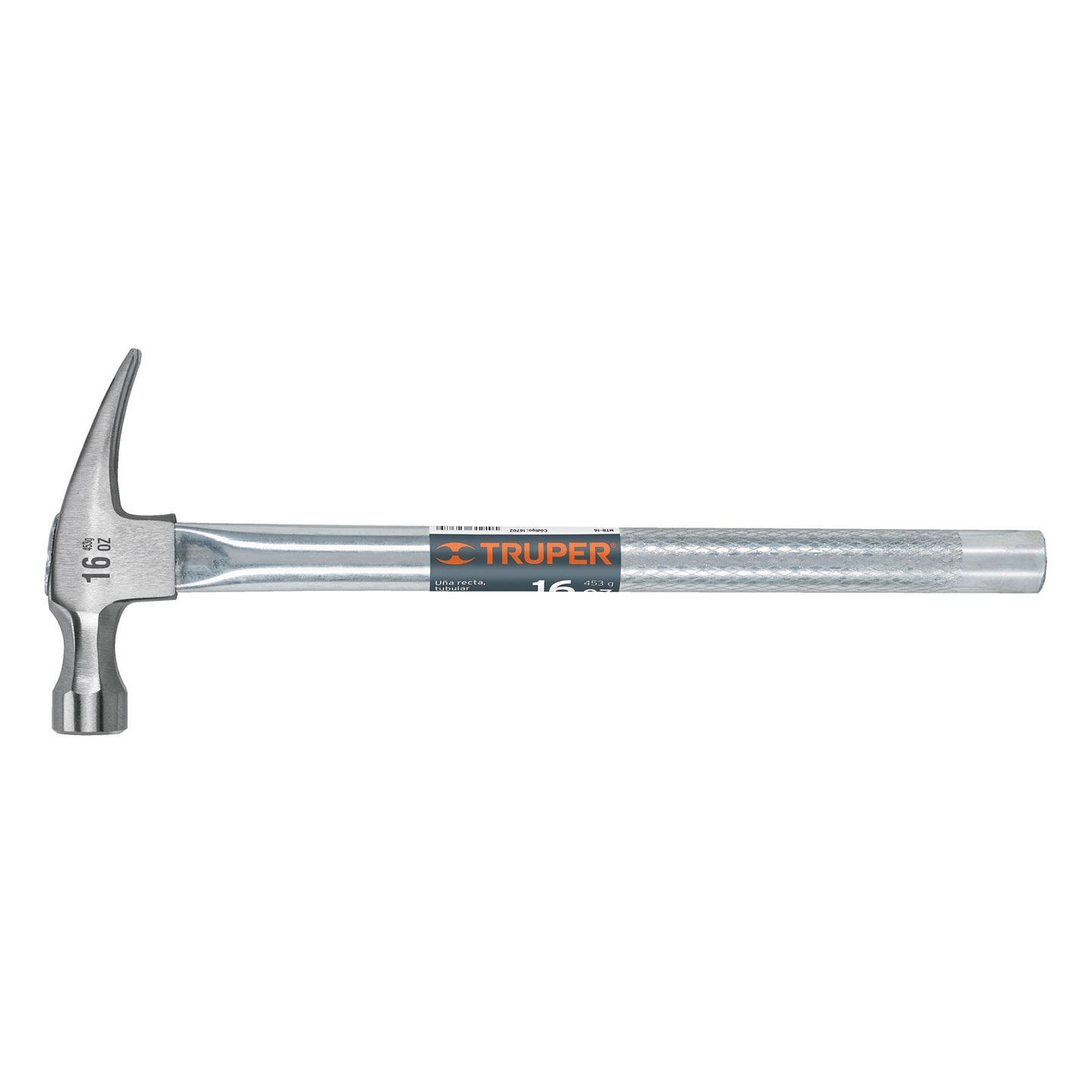 MARTILLO TUBULAR PULIDO 16 OZ UÑA RECTA, TRUPER 16702 P