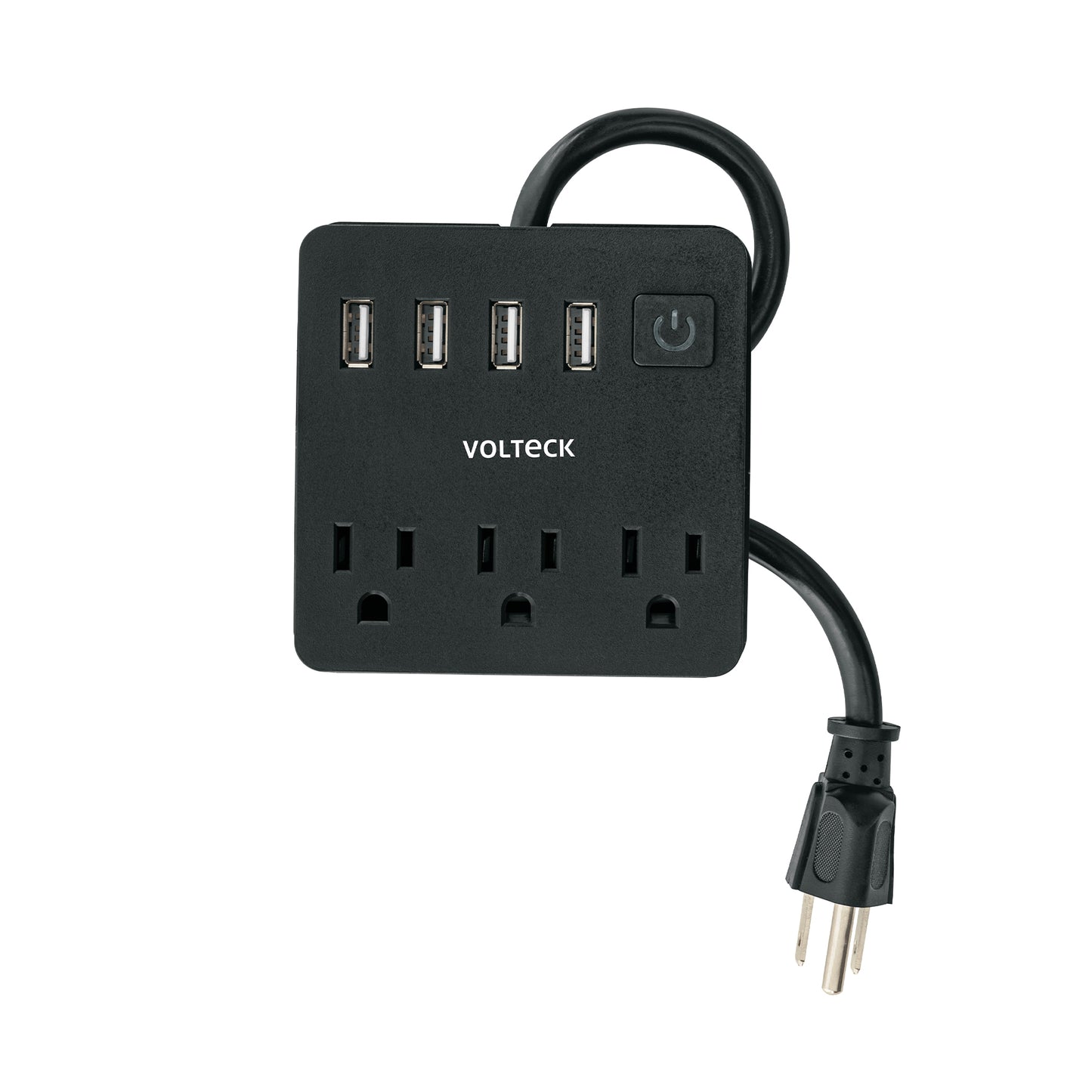 MULTICONTACTO 16 AWG DOMÉSTICO, 3 ENTRADAS 4 PTOS USB, NEGRO 49321 *L