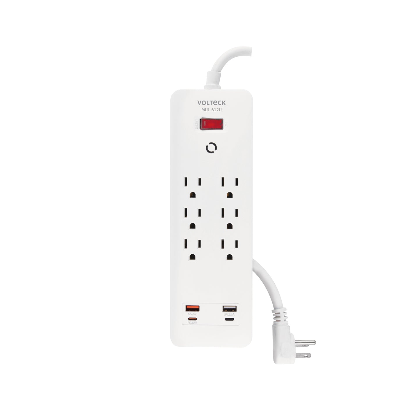 MULTICONTACTO 6 ENTRADAS, 2 USB A + 2 USB C, BLANCO, VOLTECK  45662 *