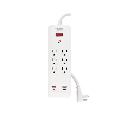 MULTICONTACTO 6 ENTRADAS, 2 USB A + 2 USB C, BLANCO, VOLTECK  45662 *