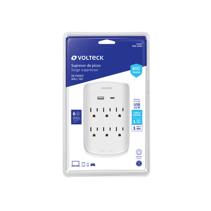 MULTICONTACTO PARED 800J 6 CONT 2USB A+C 45747 *