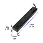 MULTICONTACTO 16 AWG DOMÉSTICO 6 ENTRADAS, NEGRO, VOLTECK 49859 *