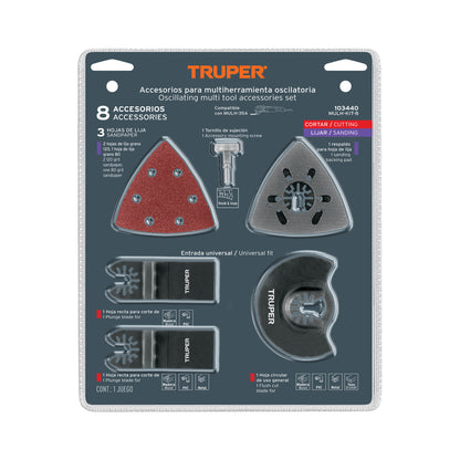 KIT CON 8 ACCESORIOS PARA MULTIHERRAMIENTA, TRUPER PRO P