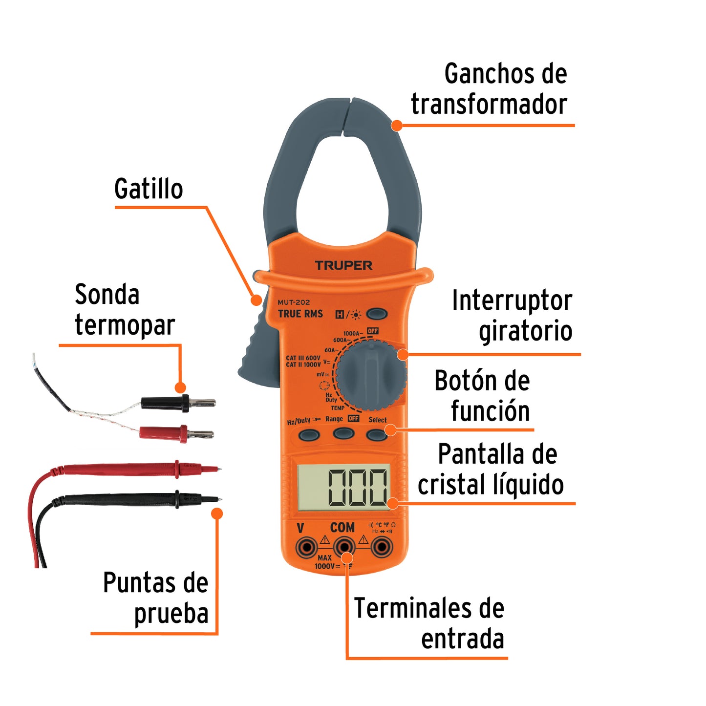 MULTÍMETRO PARA MANTENIMIENTO INDUSTRIAL CON GANCHO 10404 *