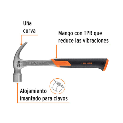 MARTILLO FORJADO 20oz UÑA CURVA, MANGO CON NEOPRENO, EXPERT 16820 P