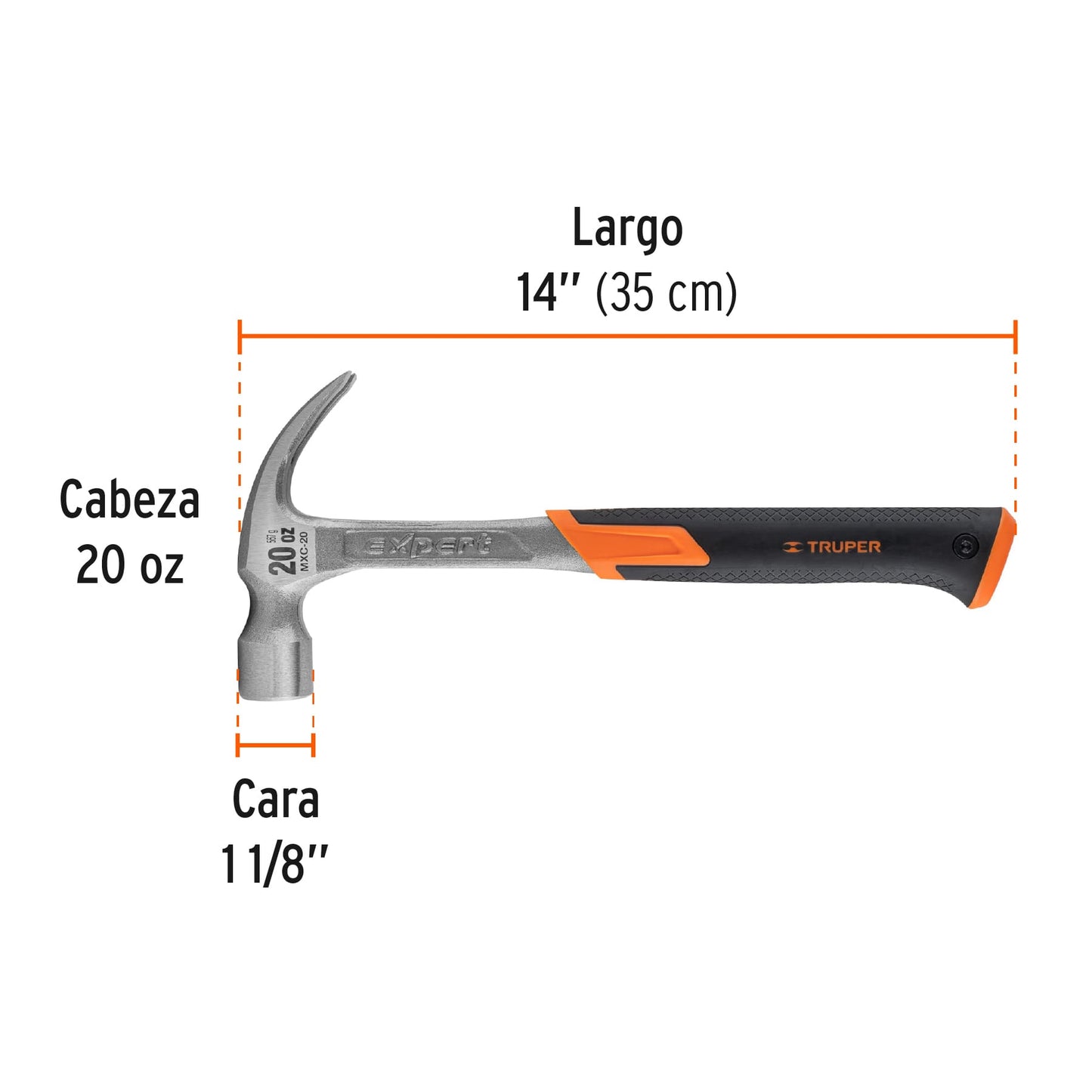 MARTILLO FORJADO 20oz UÑA CURVA, MANGO CON NEOPRENO, EXPERT 16820 P