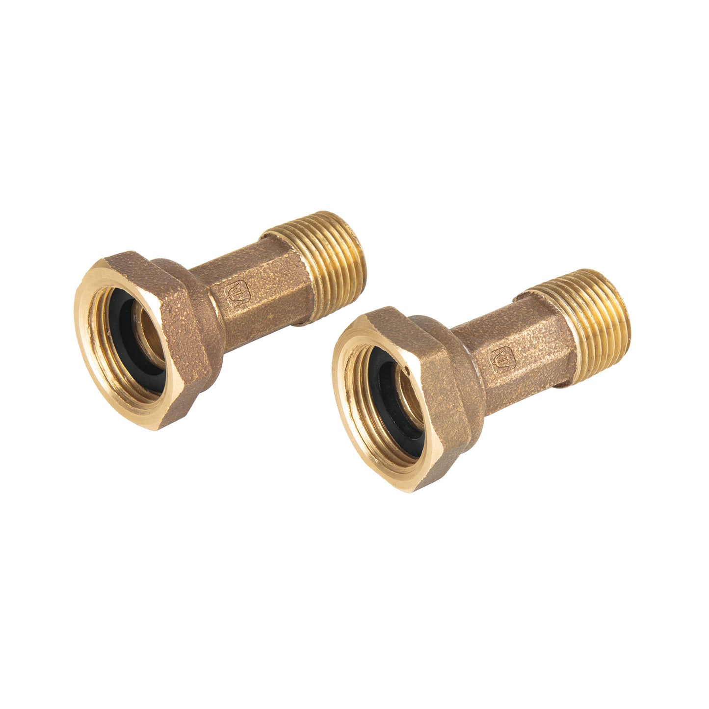 JUEGO 2 NIPLES CON TUERCAS 1/2'' X 3/4'' PARA MEDIDOR DE AGUA 48159 P