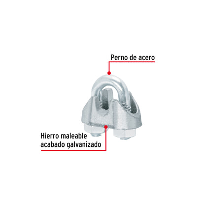 BOLSA C/100 NUDOS (PERROS) DE HIERRO P/CABLE DE 1/8", FIERO 40704 *