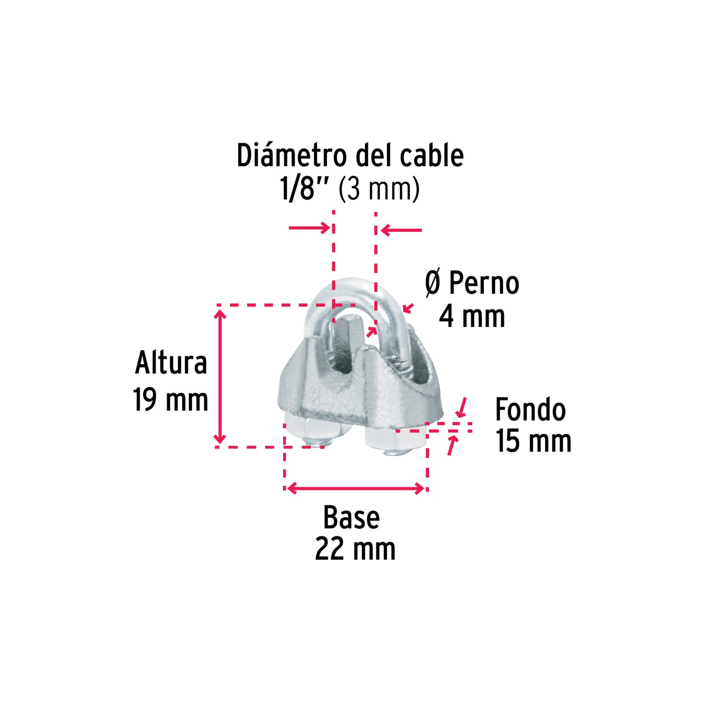 BOLSA C/100 NUDOS (PERROS) DE HIERRO P/CABLE DE 1/8", FIERO 40704 *