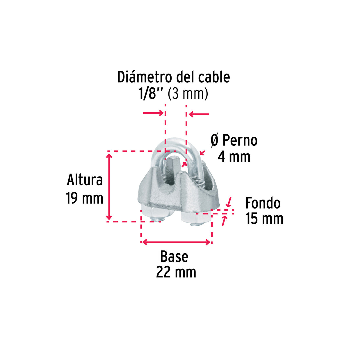 BOLSA C/100 NUDOS (PERROS) DE HIERRO P/CABLE DE 1/8", FIERO 40704 *