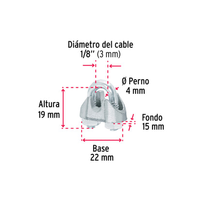 BOLSA C/100 NUDOS (PERROS) DE HIERRO P/CABLE DE 1/8", FIERO 40704 *