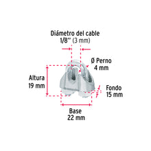 Cargar imagen en el visor de la galería, BOLSA C/100 NUDOS (PERROS) DE HIERRO P/CABLE DE 1/8", FIERO 40704 *
