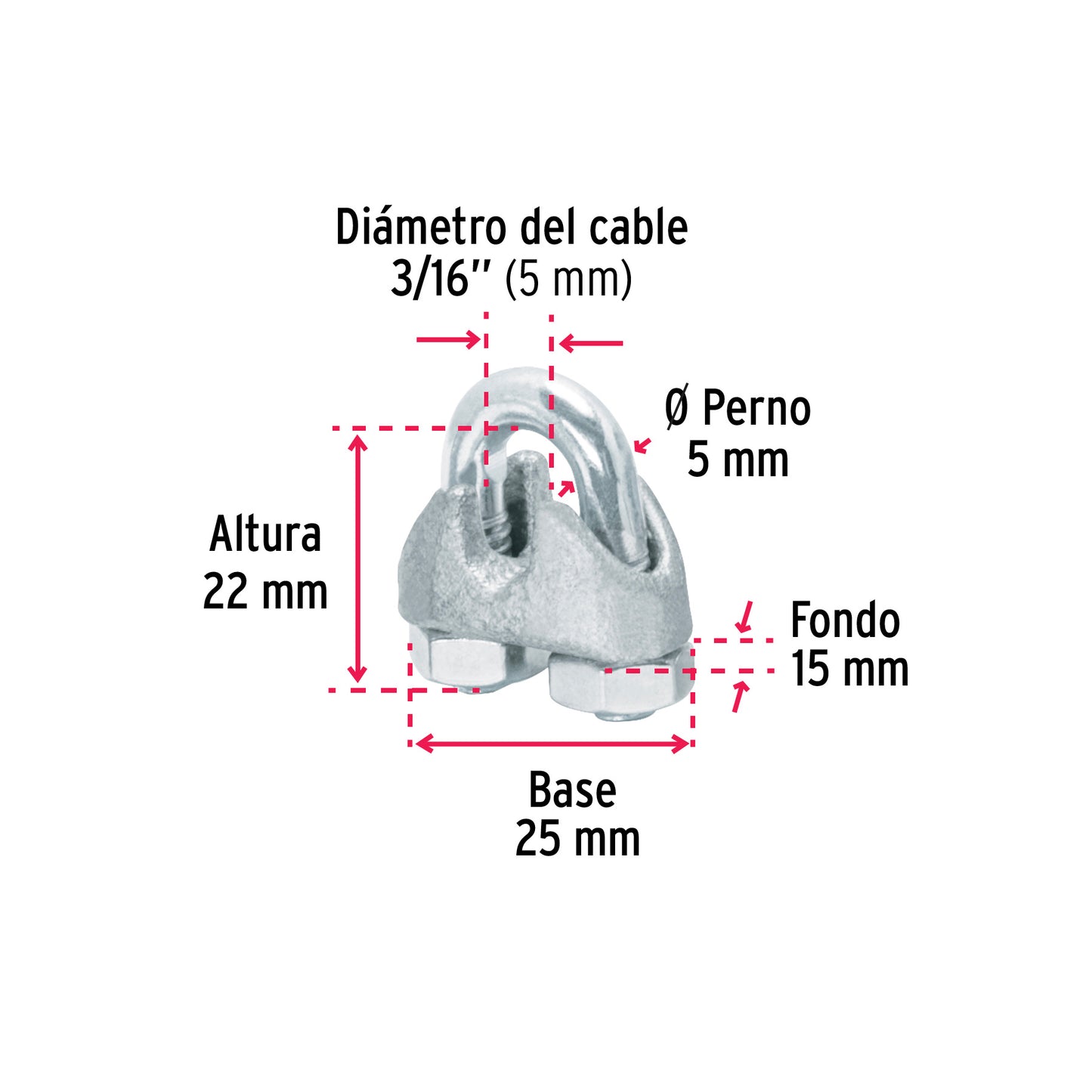 BOLSA C/50 NUDOS (PERROS) DE HIERRO P/CABLE DE 3/16", FIERO 40705 *