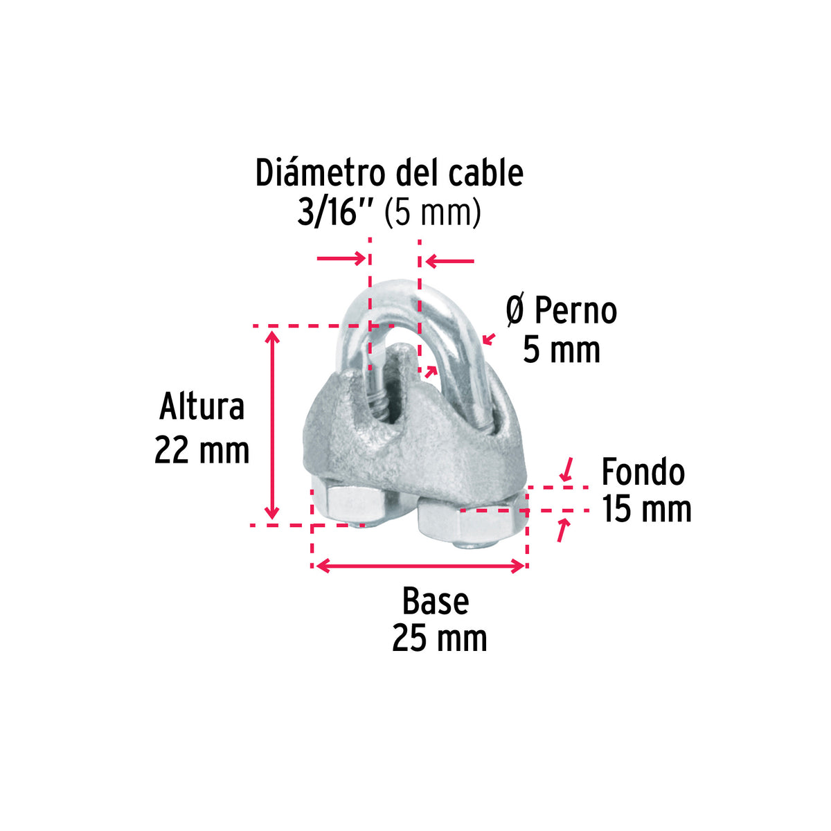 BOLSA C/50 NUDOS (PERROS) DE HIERRO P/CABLE DE 3/16", FIERO 40705 *