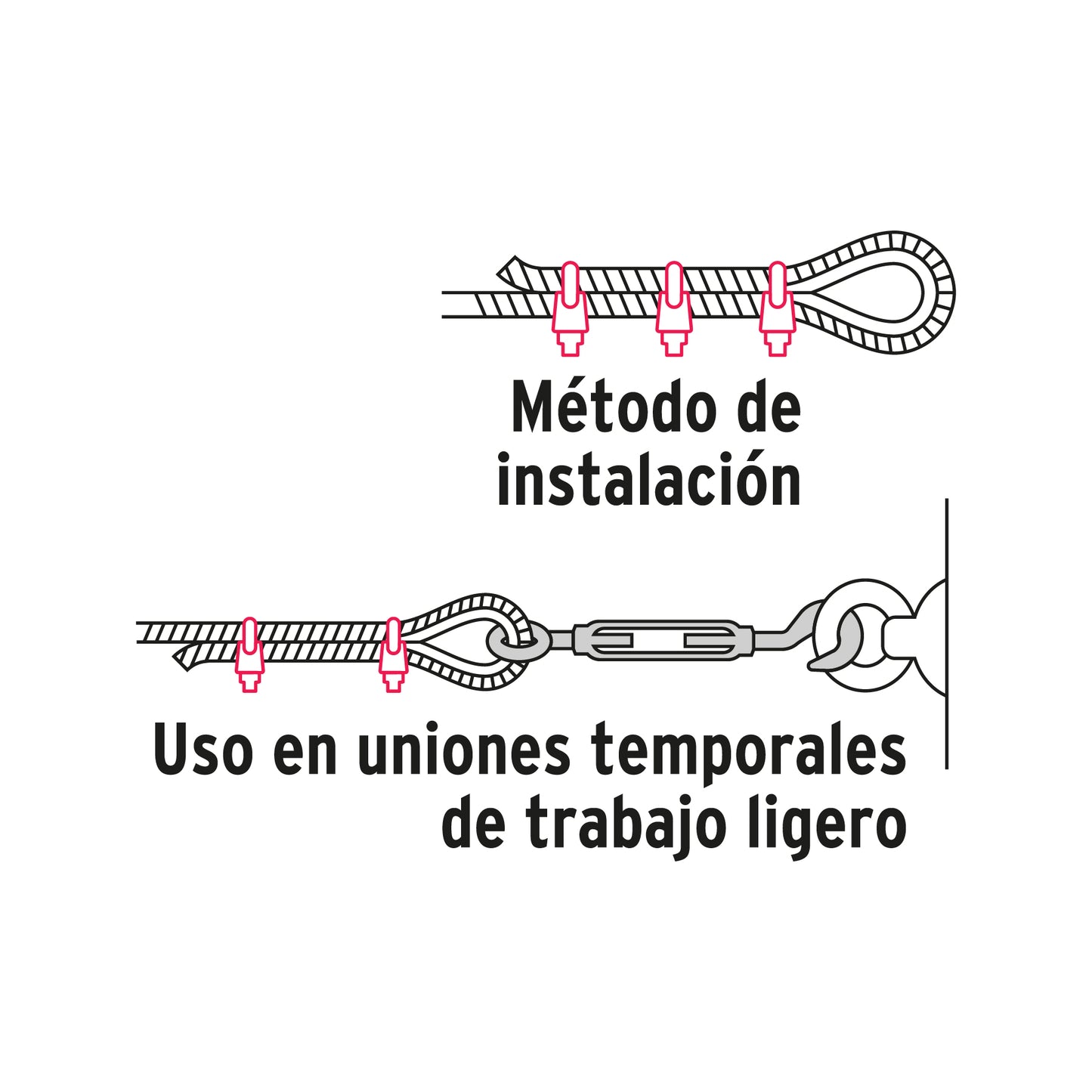 BOLSA C/50 NUDOS (PERROS) DE HIERRO P/CABLE DE 3/16", FIERO 40705 *