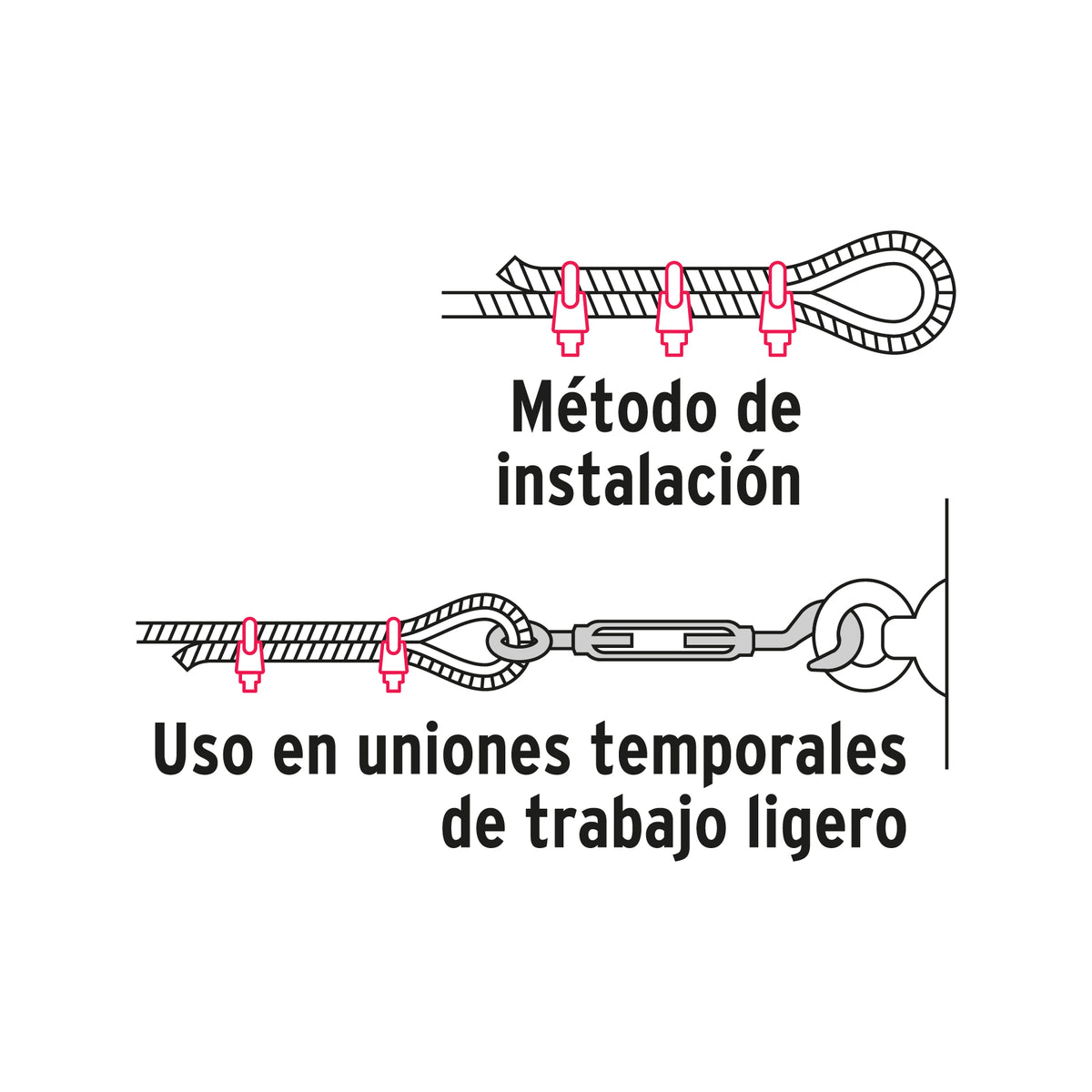 BOLSA C/50 NUDOS (PERROS) DE HIERRO P/CABLE DE 3/16", FIERO 40705 *