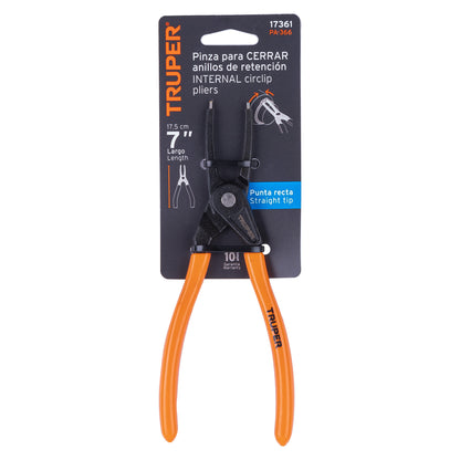PINZA PUNTA RECTA 7'' PARA CERRAR ANILLO9S, MANGO DE PVC 17361  P