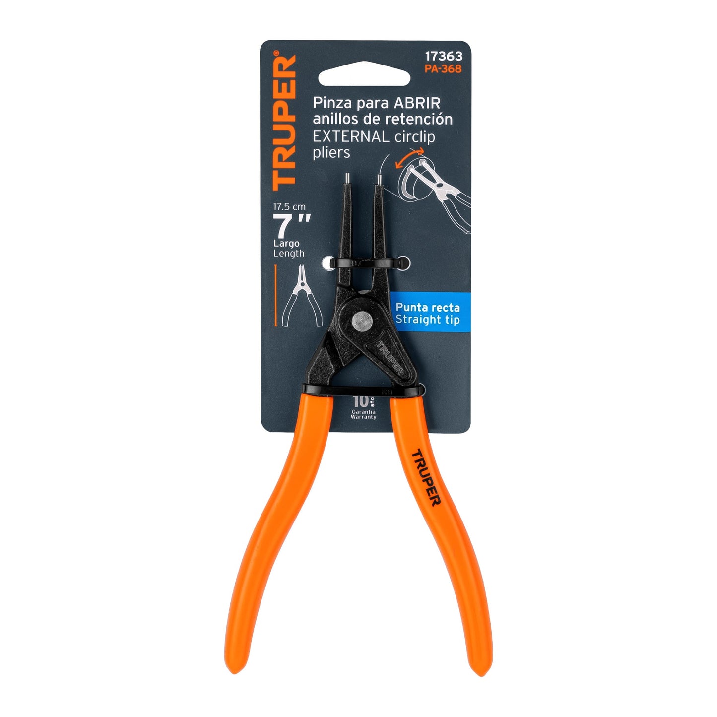 PINZA PUNNTA RECTA 7'' PARA ABRIR ANILLOS, MANGO DE PVC  17363 P