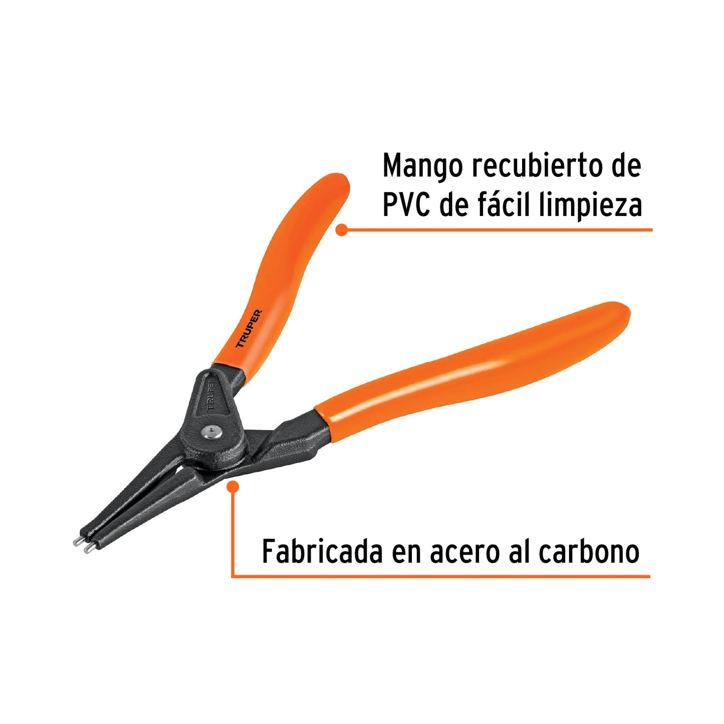 PINZA PUNNTA RECTA 7'' PARA ABRIR ANILLOS, MANGO DE PVC  17363 P