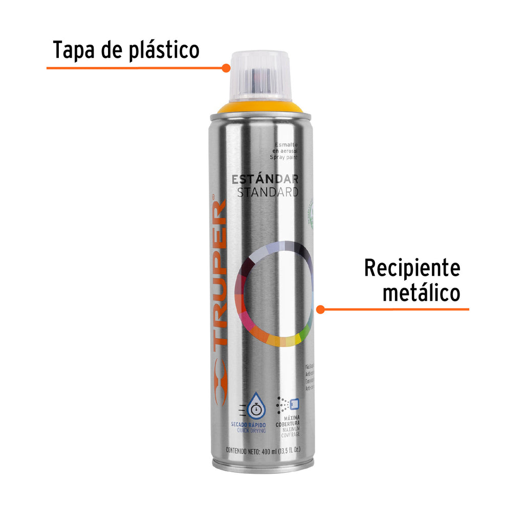 Pintura aerosol amarillo, bote esbelto 400 ml, TRUPER
