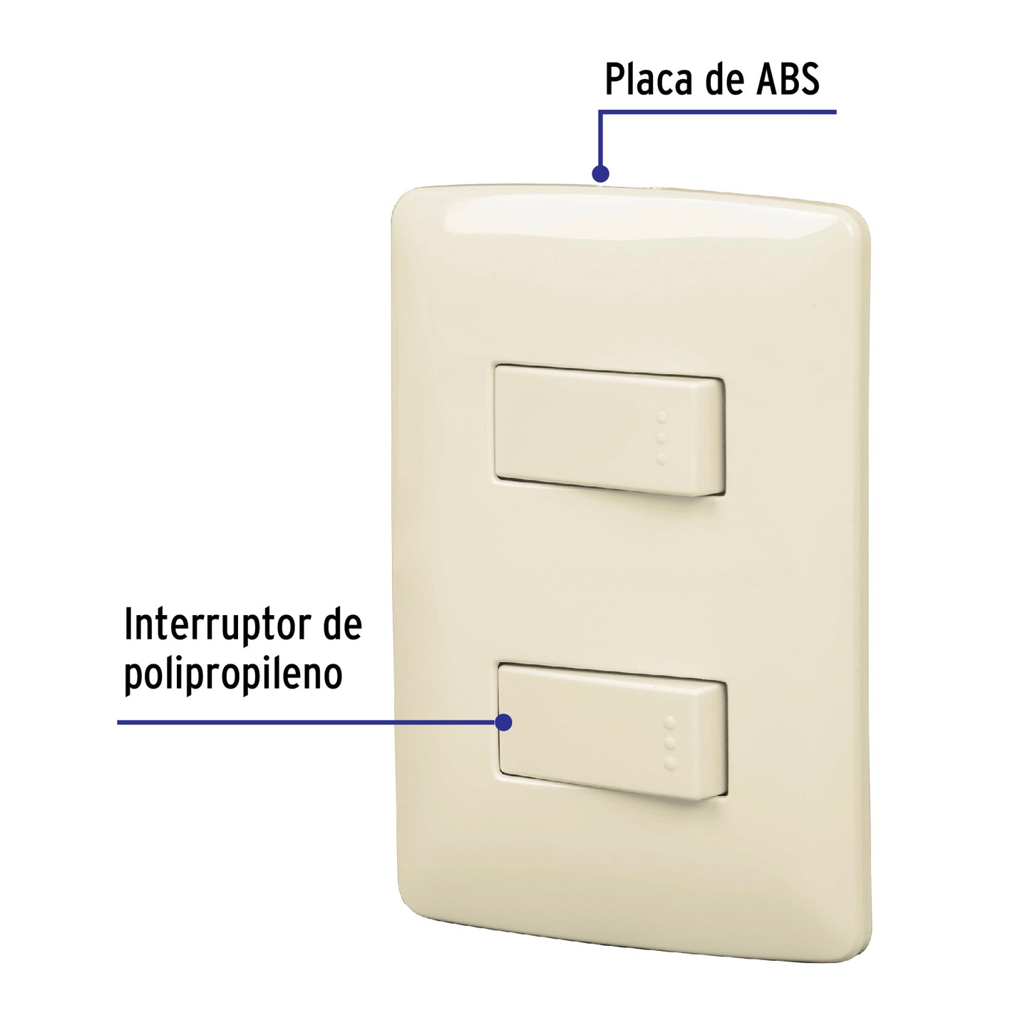 PLACA ARMADA 1 INTERRUPTOR ESCALERA, MARFIL, LÍNEA ITALIANA 48663