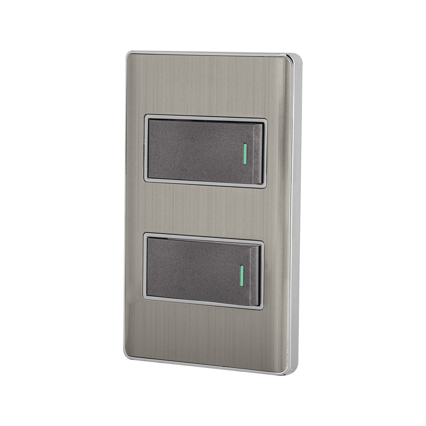 PLACA ARMADA ACERO INOX 2 INTERRUPTORES 1 MODULO, LISBOA 47834 *