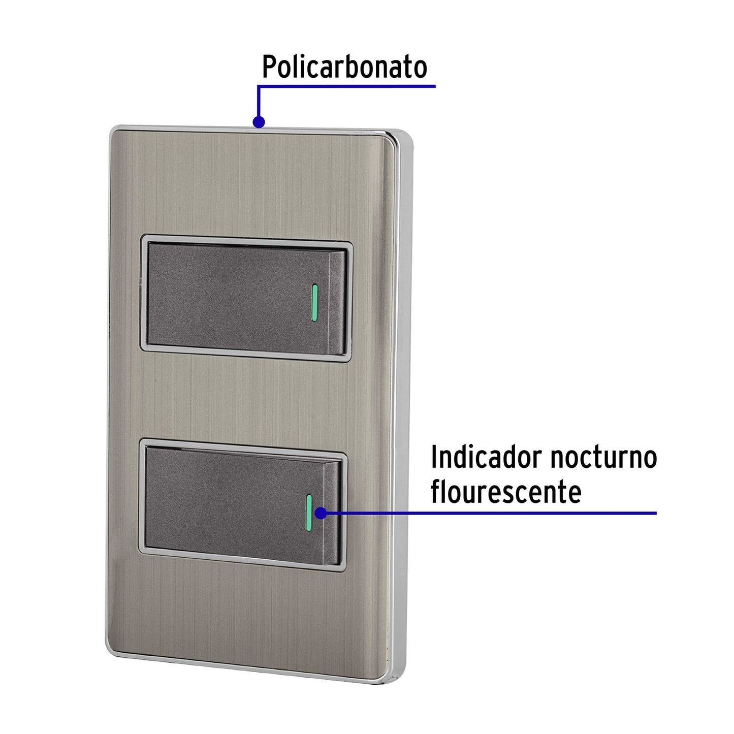 PLACA ARMADA ACERO INOX 2 INTERRUPTORES 1 MODULO, LISBOA 47834 *