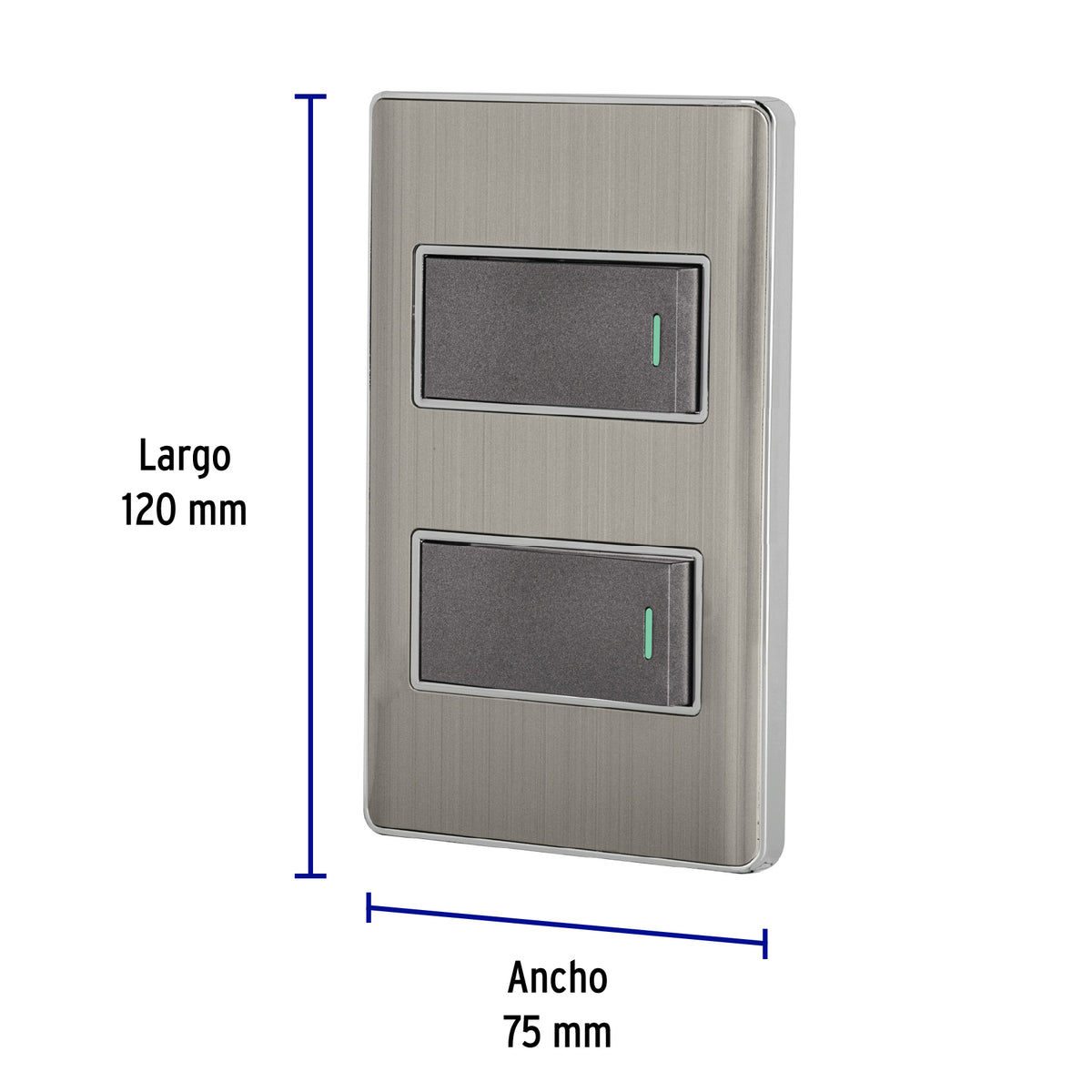 PLACA ARMADA ACERO INOX 2 INTERRUPTORES 1 MODULO, LISBOA 47834 *