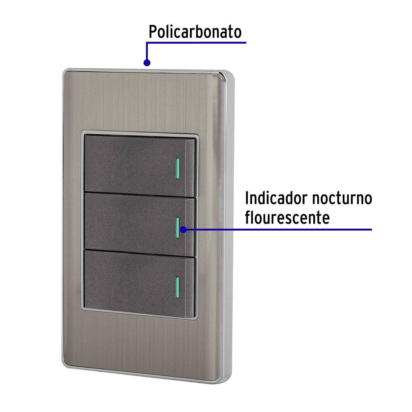 PLACA ARMADA ACERO 2 INTERRUPTORES, 3 VIAS 1M LISBOA 47837 *