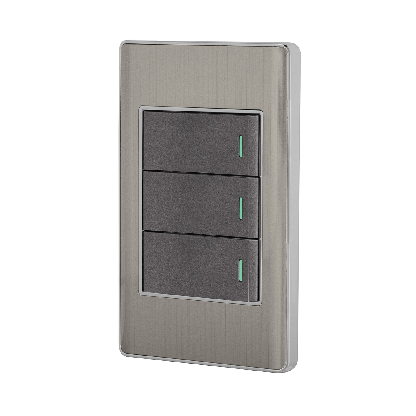 PLACA ARMADA ACERO INOX 3 INTERRUPTORES 1 MODULO LISBOA 47836 *