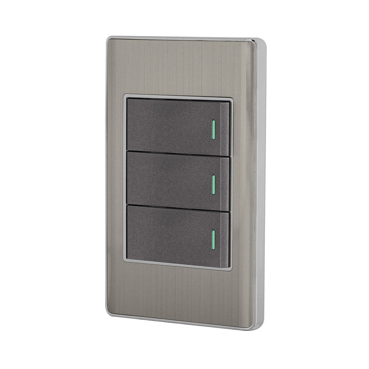 PLACA ARMADA ACERO INOX 3 INTERRUPTORES 1 MODULO LISBOA 47836 *
