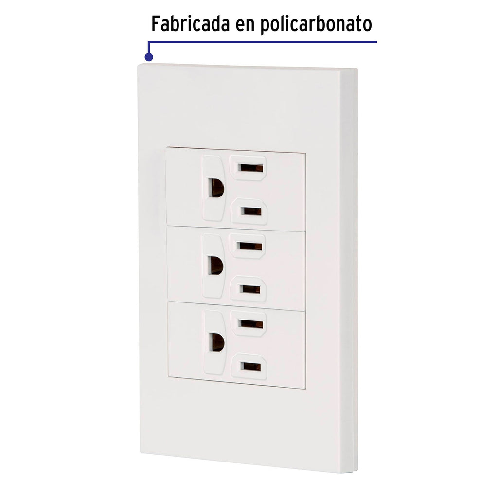 PLACA ARMADA 3 CONTACTOS, 1 MÓDULO, ESPAÑOLA, BLANCO 45598 *